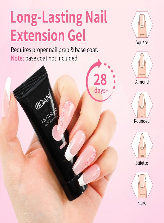 BQAN Poly Nail Gel Kit, 3 Colors -Pink Nude White- Poly Extension Gel With Dual Forms Builder Extension for Nail Tech DIY at Home Manicure Set - Image 4